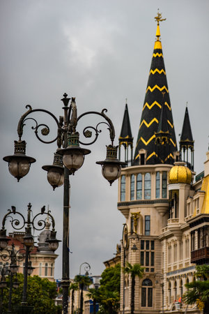 22 MAY 2021, BATUMI, GEORGIA:  Exterior details of buildings in the Old town of Batumi, Georgiaのeditorial素材