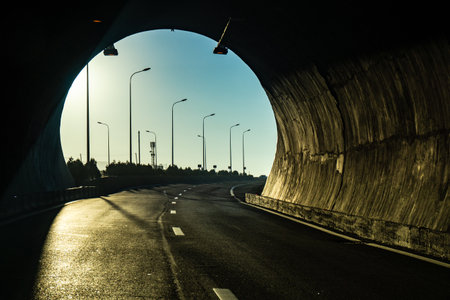 Main highway West-East in Georgia, S1, connecting opposite sides of countryの写真素材