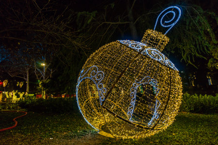28 December, 2021, TBILISI, GEORGIA: Christmas decoration in Tbilisi city centre, capital of Georgiaのeditorial素材