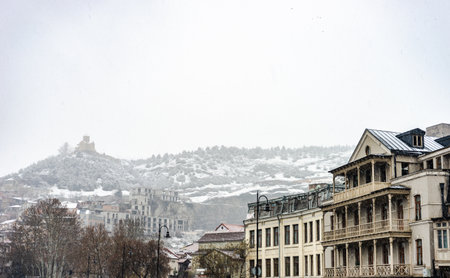 View of architecture of narrow streets of Tbilisi's downtown, Georgia