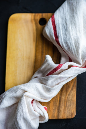 Useful kitchen cooking stuff on rustic tableの写真素材