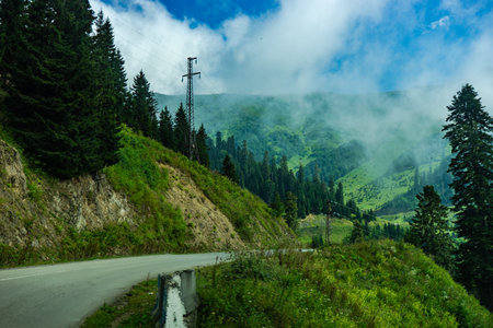 Mountain landscape in famous recreation zone of Guria region in western part of Georgia