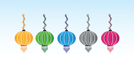 Colorful Chinese Lampsのイラスト素材