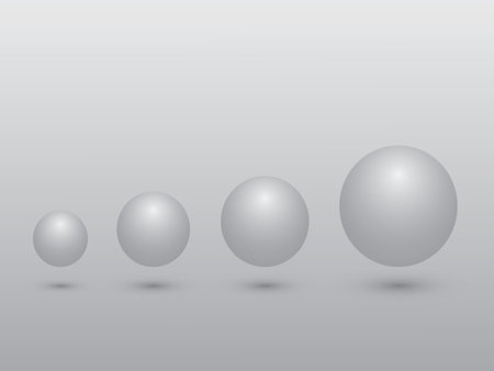 A set of black and white sphere from small to big size meaning growth on gray background vector illustrationのイラスト素材