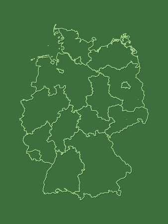 A green Germany map with border lines of different states and shading on dark background vector illustrationのイラスト素材