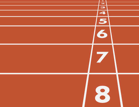 Horizontal racing track lines with numbers in the stadium for race competition from start position vector illustrationのイラスト素材