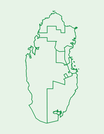 Green Qatar map with lines of municipalities or divisions on light background vector illustrationのイラスト素材
