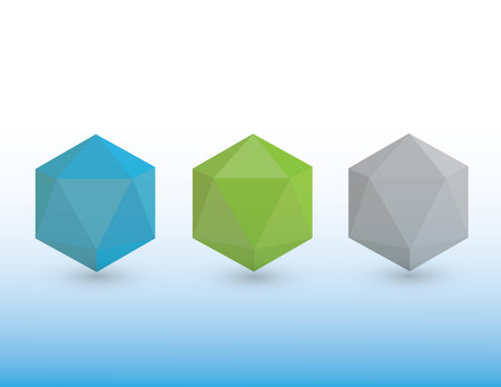 A set of colorful hexagon shapes with shadows on light background vector illustrationのイラスト素材