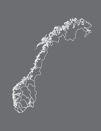 White color Norway map with lines of different regions on dark background vector illustrationのイラスト素材