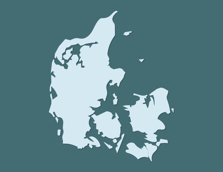Denmark map vector using blue border lines on dark background illustrationのイラスト素材