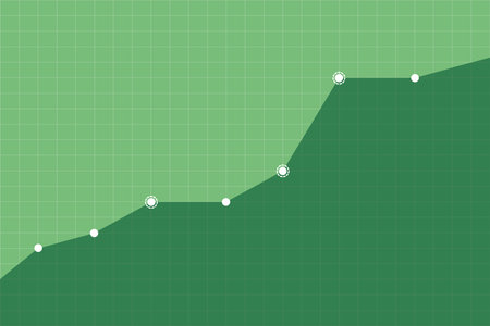 Upward growth trend of business or organization on green grid background vector illustrationのイラスト素材