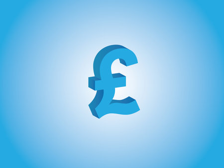 Pound sterling currency vector in blue color for Great Britain on light background illustrationのイラスト素材
