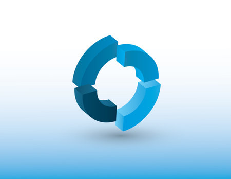 Circle vector logo illustration using blue color meaning rotation or cycle of any thing on white backgroundのイラスト素材