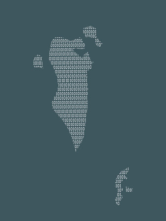 Bahrain vector map using white binary digits on dark background to mean digital country and the advancement of technology illustrationのイラスト素材