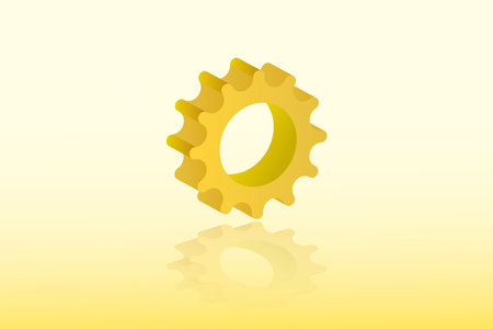 A golden gear of a machine vector illustration for machine in business to mean work speed in industry on light backgroundのイラスト素材