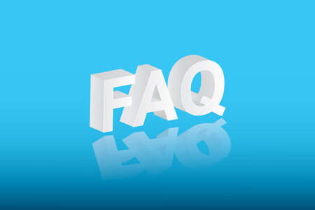 White color FAQ text vector illustration on blue background for asking questions about business and educationのイラスト素材