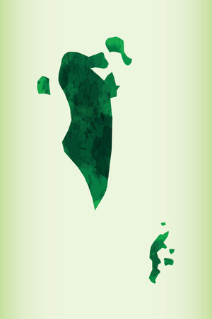 Bahrain watercolor map vector illustration of green color on light background using paint brush in paper pageのイラスト素材