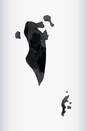 Bahrain watercolor map vector illustration of black color on light background using paint brush in paper pageのイラスト素材
