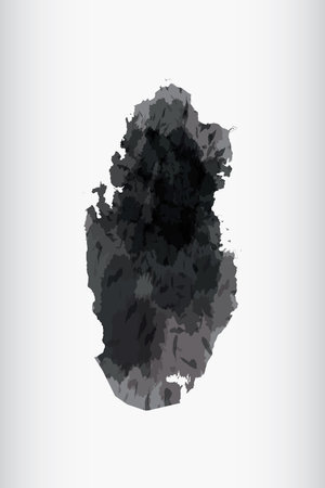 Qatar watercolor map vector illustration of black color on light background using paint brush in paper pageのイラスト素材