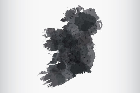 Ireland watercolor map vector illustration of black color on light background using paint brush in paper pageのイラスト素材