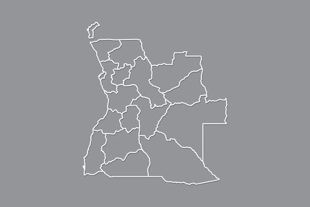Angola vector map with border lines of provinces using gray color on dark background illustrationのイラスト素材