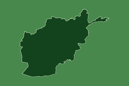 Afghanistan vector map with single border using dark green color on light background illustrationのイラスト素材