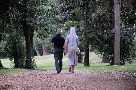 Walking in the parkの写真素材