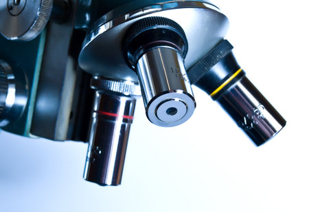 Microscope in the laboratory. The research tool.