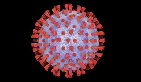 Virus illustration, isolated on black background.の写真素材