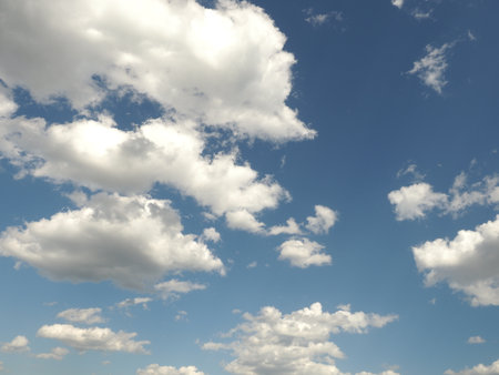 White clouds against blue sky. Nature beautiful background. Deep blue sky and white clouds.の写真素材