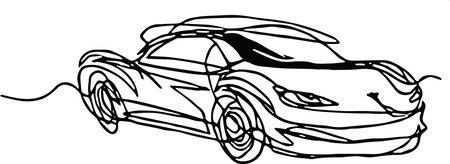 Roadster car cabriolet continuous line drawing - minimalist concept, black line on whiteのイラスト素材