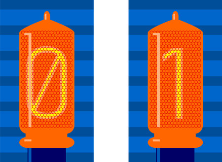 Lamps with Binary code on blue striped background.のイラスト素材