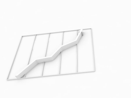 Illustration demonstrating success. Graph with a sharp rise top, business, victory, sales increase, great achievements, a symbol of success, 3D illustration, place for textの写真素材