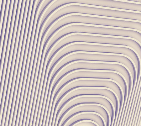 Abstract wall geometric background, set of curved architectural elements, 3D rendering, Volumetric...