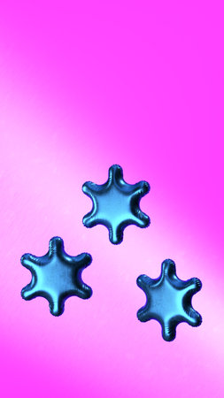 Abstract background with balloon stars like pumped snowflakes, christmath theme, space for text, 3d renderingの写真素材