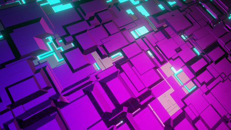 Modern tech pattern. Sci-fi  technological surface, macro background, 3D rendering. PC style, robotic planet, future of materials technology, light and shadows, lines and spots, color contrast.の写真素材