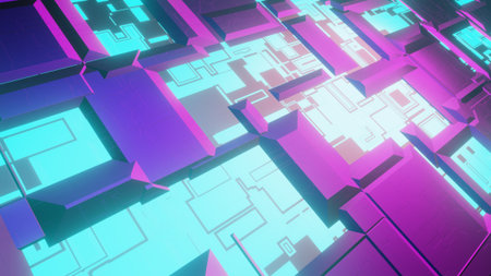 Modern tech pattern. Sci-fi  technological surface, macro background, 3D rendering. PC style,...