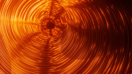 Supermassive black hole, warm colored tracks in spiral whirpool, 3D renderingの写真素材