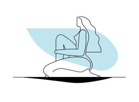 Woman silhouette sitting in relaxing pose, minimalist flat styleのイラスト素材