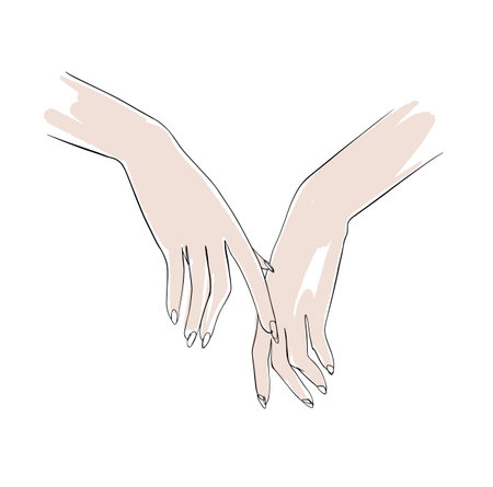 Womens hands relaxed, drawing, minimalist linesのイラスト素材