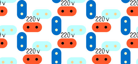 Seamless pattern. High Voltage Sign. 220 volt. Danger symbol. Flat vector stock illustration. 220V. Seamless pattern.のイラスト素材