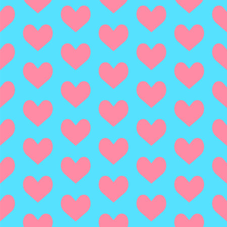 Seamless vector pattern made of pink hearts on blueのイラスト素材