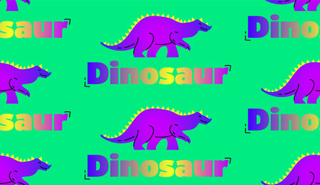 Seamless pattern - cartoon vector dinosaur with gradient text, punchy forms and colors that demand attentionのイラスト素材