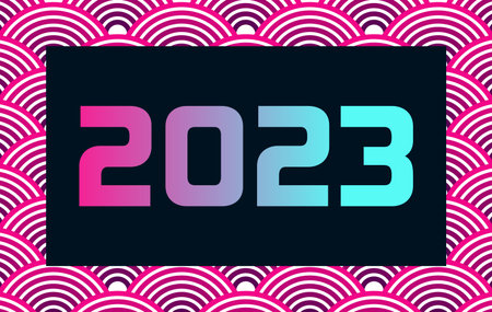 Banner with 2023 gradient framed text, minimalist vectorのイラスト素材