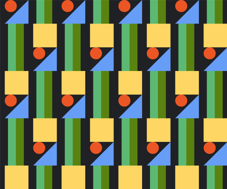 Seamless vector pattern, simple geometry forms, bright colors, bauhaus styleのイラスト素材
