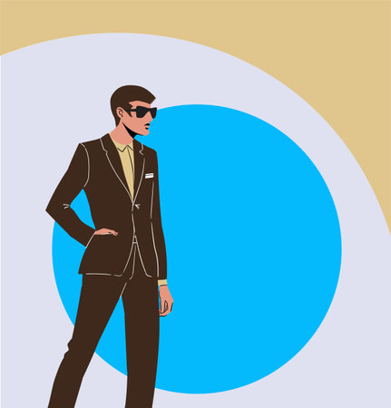 Mens fashion - concert fashion illustration, flat vectorのイラスト素材