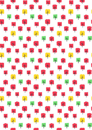 Seamless vector pattern and minimalistic cartoon autumn treesのイラスト素材