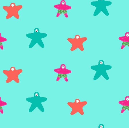 Babies - diaper stars, seamless vector pattern, kids themeのイラスト素材