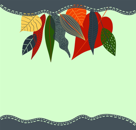 Postcard, banner with autumn leaves, space for textのイラスト素材