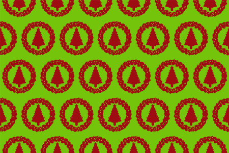 Seamless Christmas tree pattern, festive colors, vectorのイラスト素材